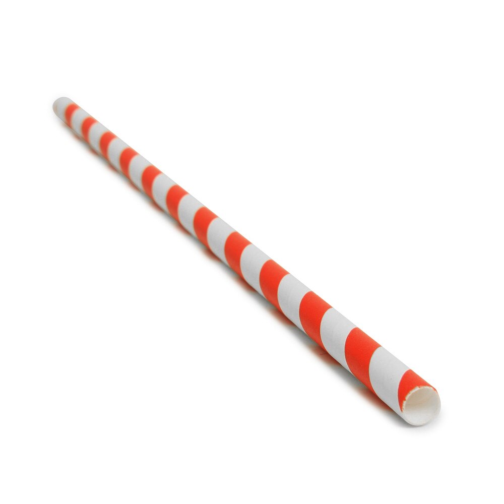 Red Stripe Compostable Straws 235x6mm - 500pcs